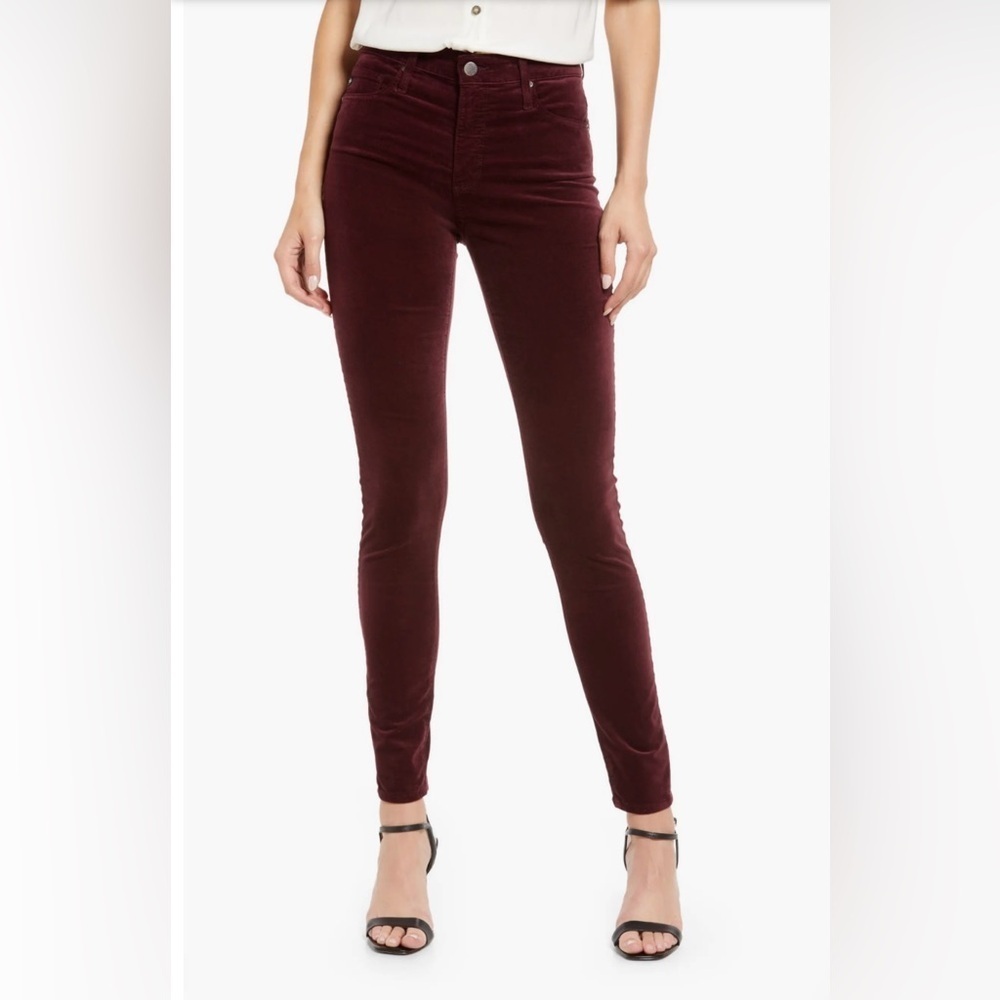 AG~ Women’s The Farrah Skinny High‎ Waist Velvet Jeans Size 26R, Wine Bloom